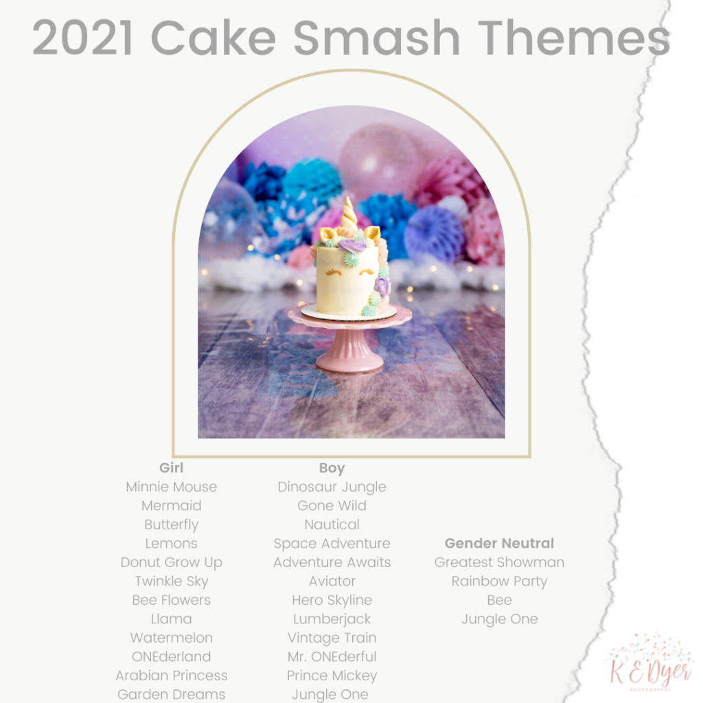 2021 Cake Smash Themes @ K E Dyer Photography
